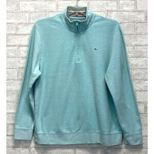 Vineyard Vines Men's 1/4 Zip Pullover Size XL Teal Blue  100% Pima Cotton LS